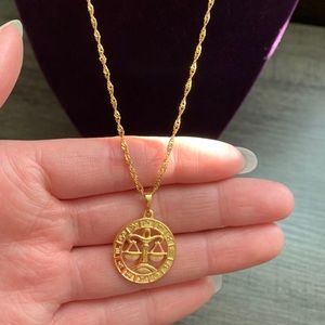 Libra Zodiac Sign 18K GF Necklace